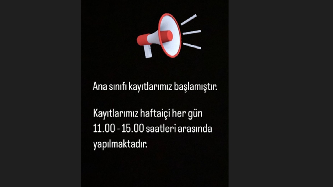 2024 - 2025 EĞİTİM ÖĞRETİM YILI ANA SINIFI KAYITLARIMIZ BAŞLAMIŞTIR.